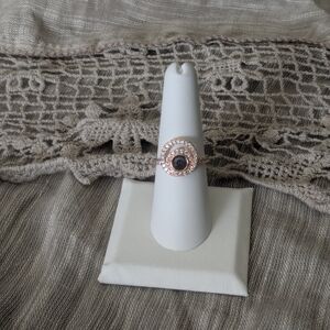Elegant Rose Gold Ring with Black Stone